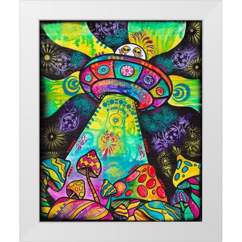 We Come in Peace White Modern Wood Framed Art Print by Dean Russo Collection