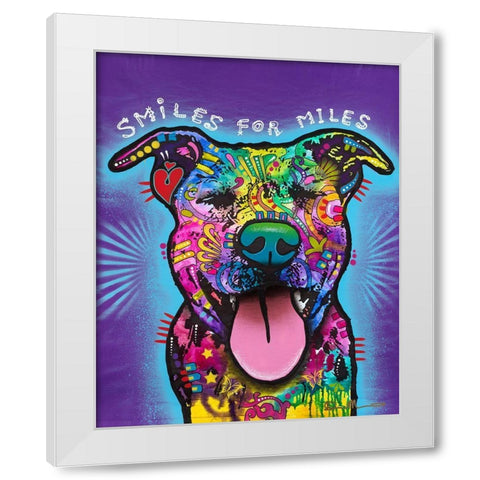 Smiles for Miles White Modern Wood Framed Art Print by Dean Russo Collection