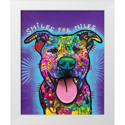 Smiles for Miles White Modern Wood Framed Art Print by Dean Russo Collection