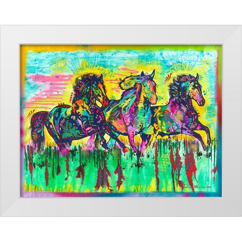Three Horses White Modern Wood Framed Art Print by Dean Russo Collection