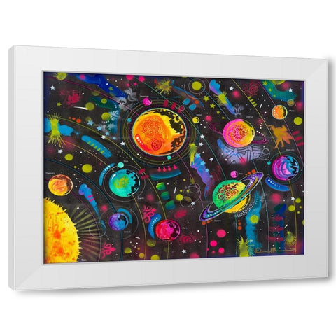Solar System White Modern Wood Framed Art Print by Dean Russo Collection