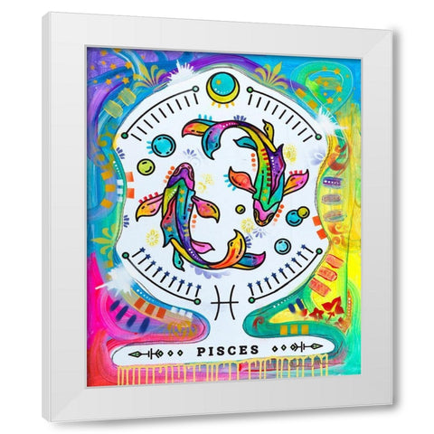 Pisces White Modern Wood Framed Art Print by Dean Russo Collection