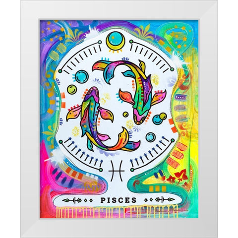 Pisces White Modern Wood Framed Art Print by Dean Russo Collection