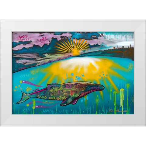 Save our Seas White Modern Wood Framed Art Print by Dean Russo Collection