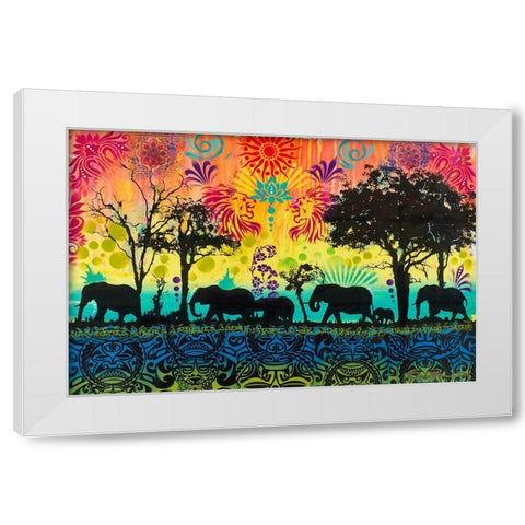 Herd Movements White Modern Wood Framed Art Print by Dean Russo Collection