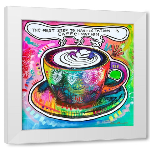Caffeination White Modern Wood Framed Art Print by Dean Russo Collection