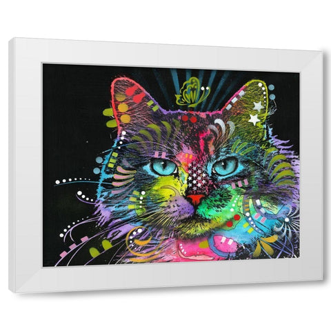 Blue Stare White Modern Wood Framed Art Print by Dean Russo Collection