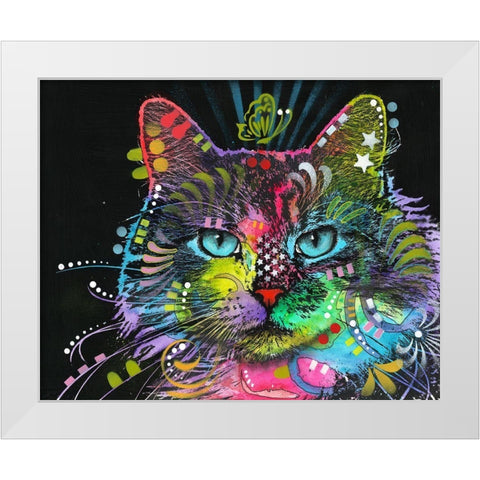 Blue Stare White Modern Wood Framed Art Print by Dean Russo Collection