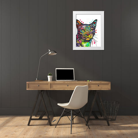 Green Eyes White Modern Wood Framed Art Print by Dean Russo Collection