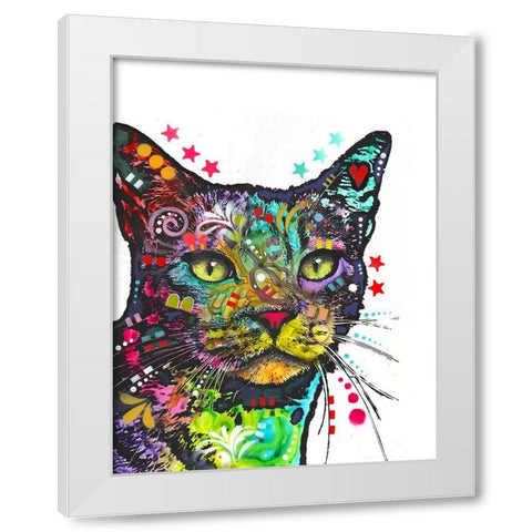 Green Eyes White Modern Wood Framed Art Print by Dean Russo Collection