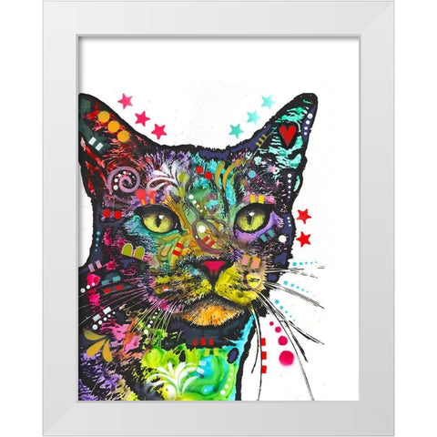 Green Eyes White Modern Wood Framed Art Print by Dean Russo Collection