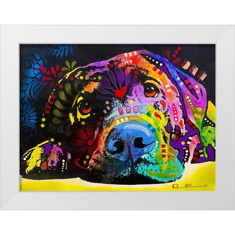 Lying Lab 2 White Modern Wood Framed Art Print by Dean Russo Collection