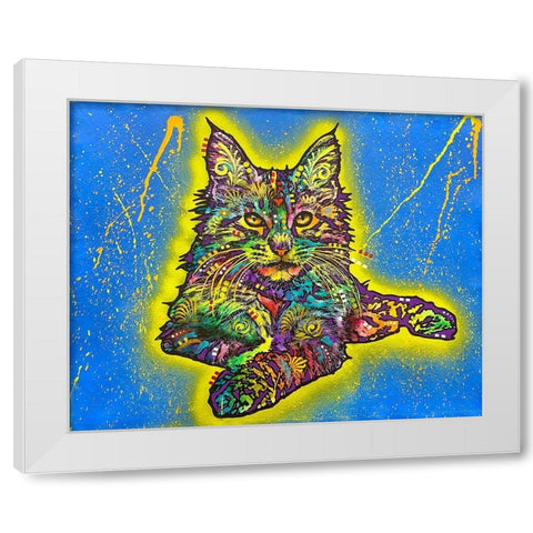 Maine Coon 2 White Modern Wood Framed Art Print by Dean Russo Collection
