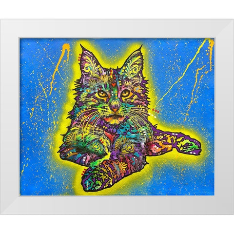 Maine Coon 2 White Modern Wood Framed Art Print by Dean Russo Collection