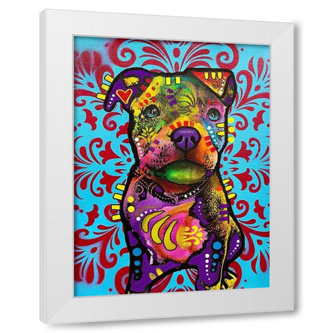 Pittie Pup White Modern Wood Framed Art Print by Dean Russo Collection