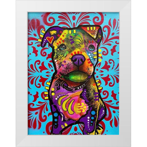 Pittie Pup White Modern Wood Framed Art Print by Dean Russo Collection