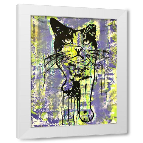 Baby Cat White Modern Wood Framed Art Print by Dean Russo Collection