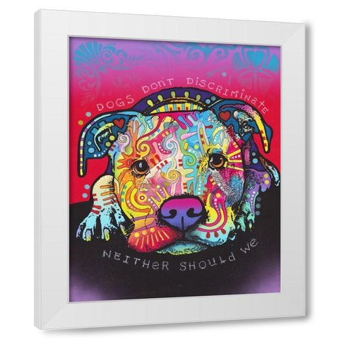 Dogs Dont Discriminate White Modern Wood Framed Art Print by Dean Russo Collection