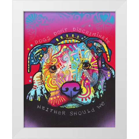 Dogs Dont Discriminate White Modern Wood Framed Art Print by Dean Russo Collection