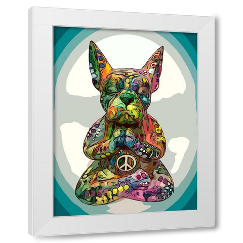 French Buddha Bulldog White Modern Wood Framed Art Print by Dean Russo Collection