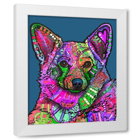 Indelible Corgi White Modern Wood Framed Art Print by Dean Russo Collection