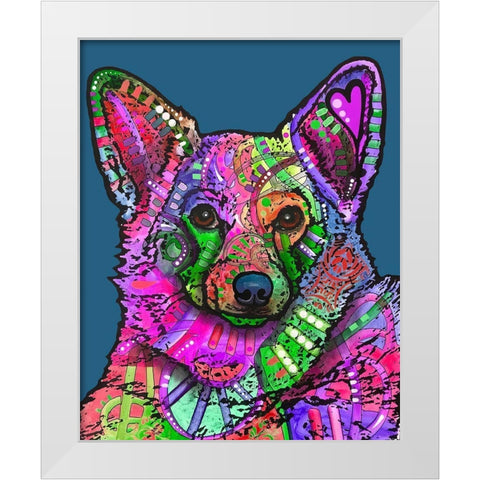 Indelible Corgi White Modern Wood Framed Art Print by Dean Russo Collection