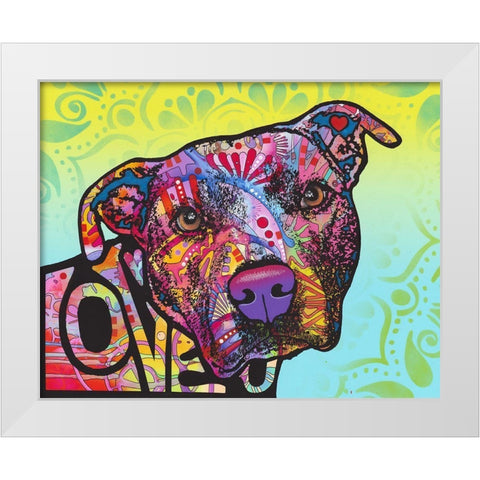 Love You Pit Bull White Modern Wood Framed Art Print by Dean Russo Collection