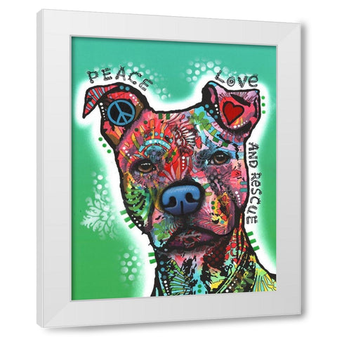 Peace-Love-and Rescue White Modern Wood Framed Art Print by Dean Russo Collection