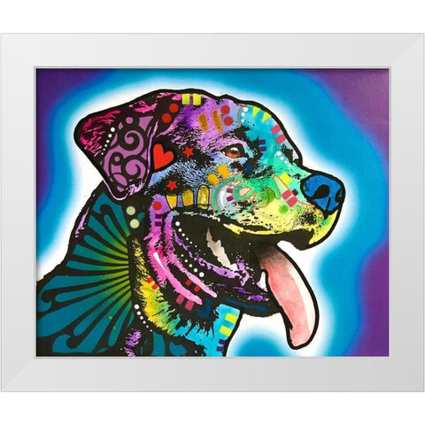 Spoiled Rottie White Modern Wood Framed Art Print by Dean Russo Collection