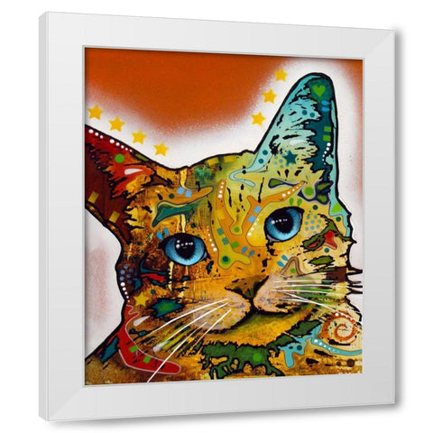 Tilt Cat Earth Tone White Modern Wood Framed Art Print by Dean Russo Collection