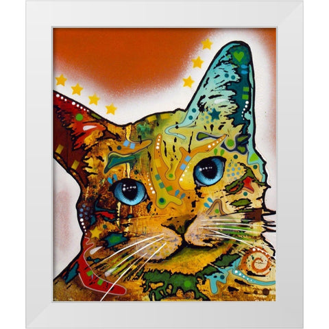 Tilt Cat Earth Tone White Modern Wood Framed Art Print by Dean Russo Collection