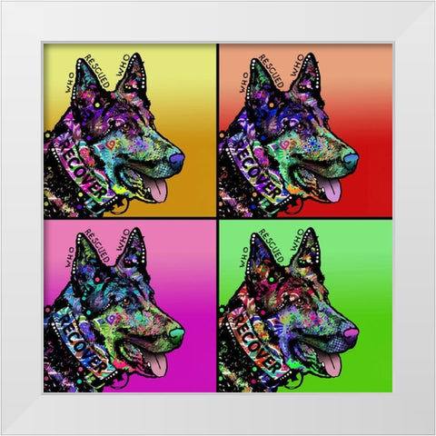 Who Rescued Who 4X White Modern Wood Framed Art Print by Dean Russo Collection