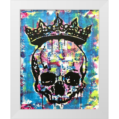 Crowned Skull White Modern Wood Framed Art Print by Dean Russo Collection