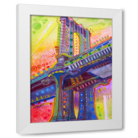 Manhattan Bridge White Modern Wood Framed Art Print by Dean Russo Collection