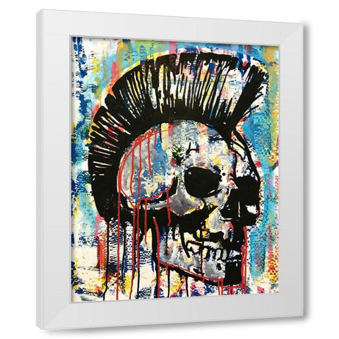 Punk Skull White Modern Wood Framed Art Print by Dean Russo Collection