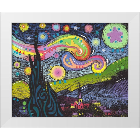 Starry Night 2 White Modern Wood Framed Art Print by Dean Russo Collection
