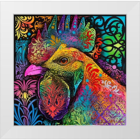 Rooster White Modern Wood Framed Art Print by Dean Russo Collection