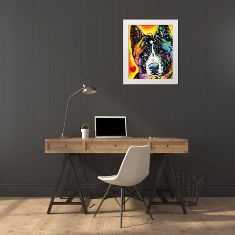 Akita White Modern Wood Framed Art Print by Dean Russo Collection