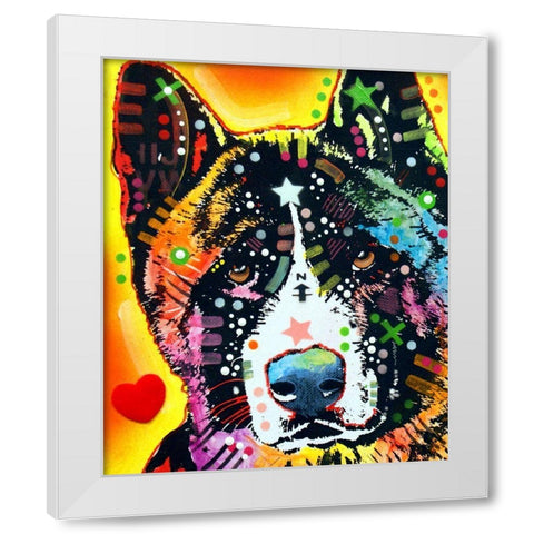 Akita White Modern Wood Framed Art Print by Dean Russo Collection