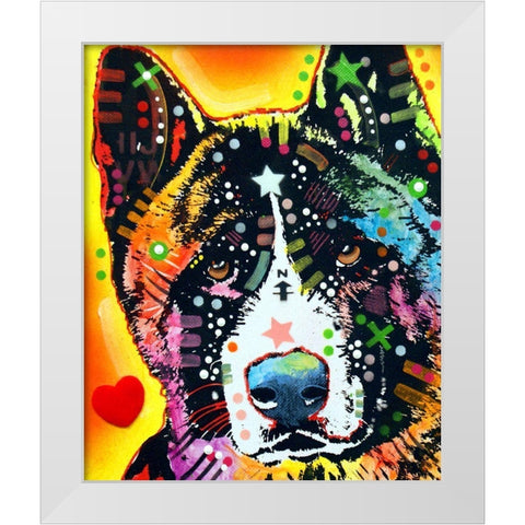 Akita White Modern Wood Framed Art Print by Dean Russo Collection