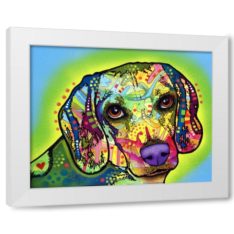 Beagle White Modern Wood Framed Art Print by Dean Russo Collection