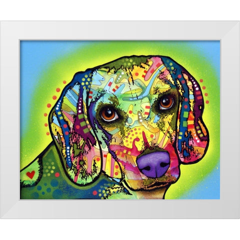 Beagle White Modern Wood Framed Art Print by Dean Russo Collection
