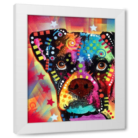 Boxer Cubism White Modern Wood Framed Art Print by Dean Russo Collection