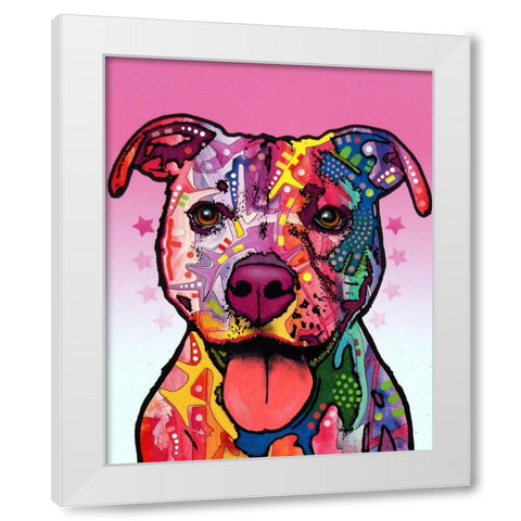 Cherish The Pitbull White Modern Wood Framed Art Print by Dean Russo Collection