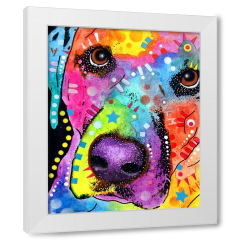 Closeup Labrador White Modern Wood Framed Art Print by Dean Russo Collection