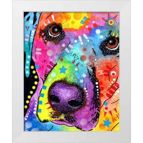 Closeup Labrador White Modern Wood Framed Art Print by Dean Russo Collection