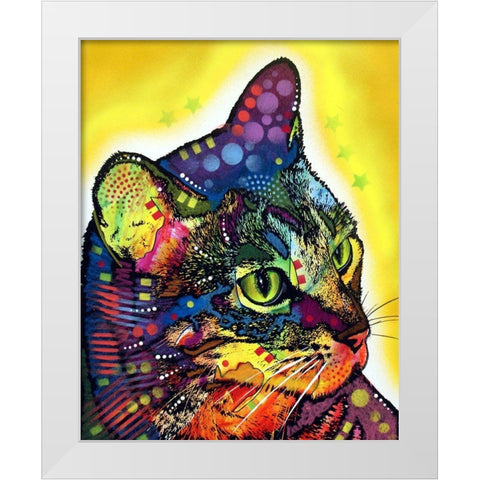 Confident Cat White Modern Wood Framed Art Print by Dean Russo Collection