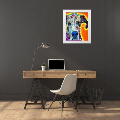 Great Dane White Modern Wood Framed Art Print by Dean Russo Collection