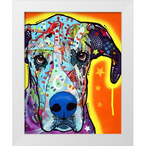 Great Dane White Modern Wood Framed Art Print by Dean Russo Collection