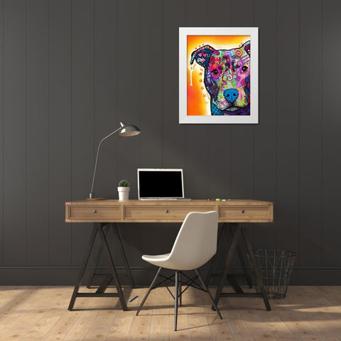 Heart U Pit Bull White Modern Wood Framed Art Print by Dean Russo Collection